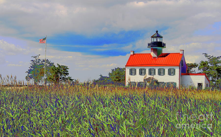 East Point Lighthouse also known as Maurice River Light in Heislerville, New Jersey in Abstract