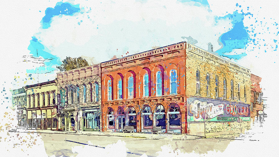 .east Side Of S.w. Arch St., Business District, Atlanta, Illinois Painting