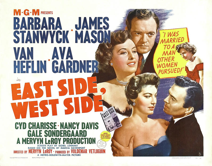 Barbara Stanwyck Mixed Media - East Side, West Side, with Barbara Stanwyck and Van Heflin, 1949 by Movie World Posters