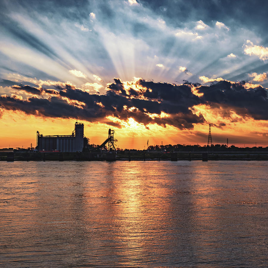 East St Louis Sunrise over the Mississippi River 1x1 Photograph by Gregory Ballos East St Louis Sunrise over the Mississippi River 1x1 Photograph by Gregory Ballos