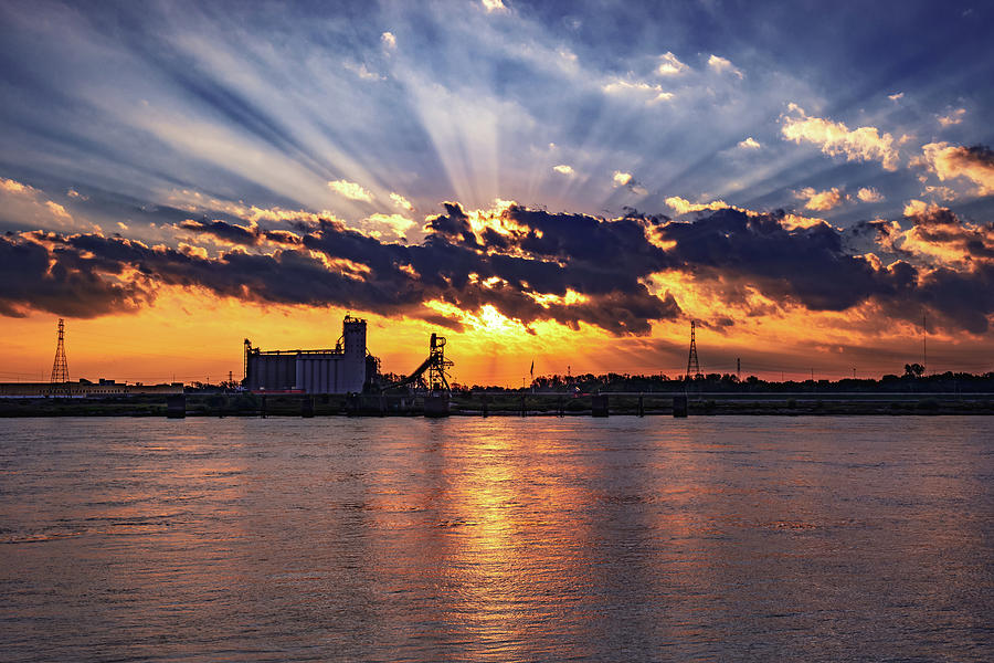 Saint Louis Photograph - East St Louis Sunrise over the Mississippi River by Gregory Ballos