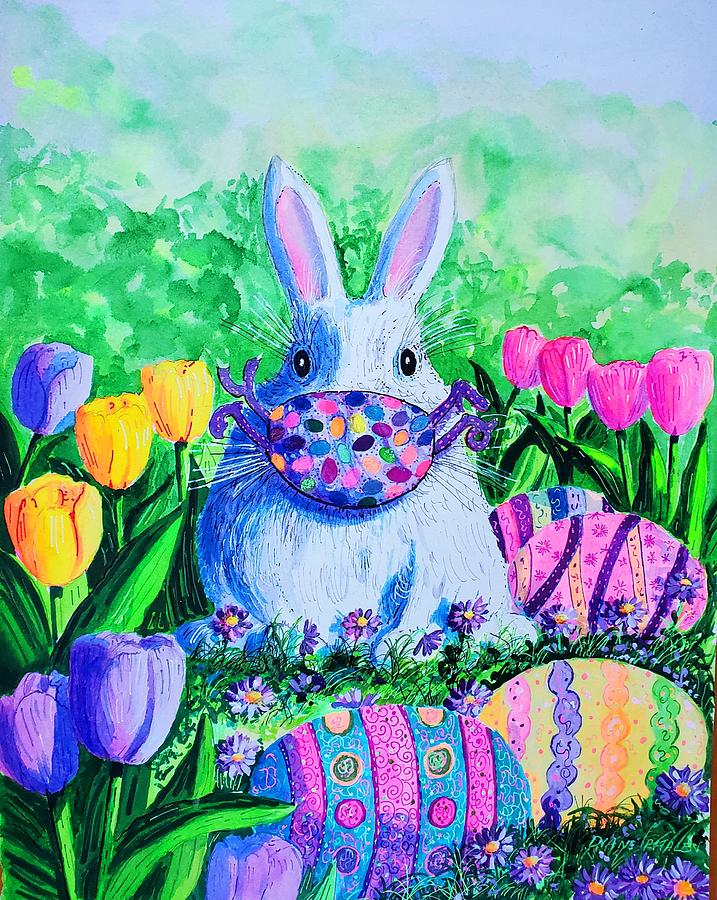 Easter Bunny Mask Painting by Diane Phalen