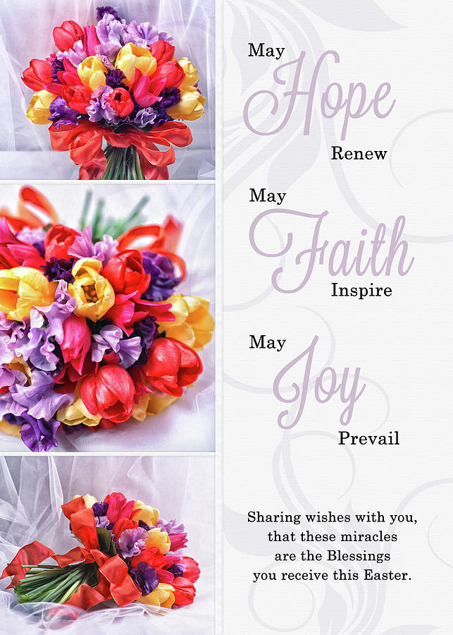 Easter Blessings Tulip Bouquets Faith Hope and Joy Digital Art by Doreen Erhardt