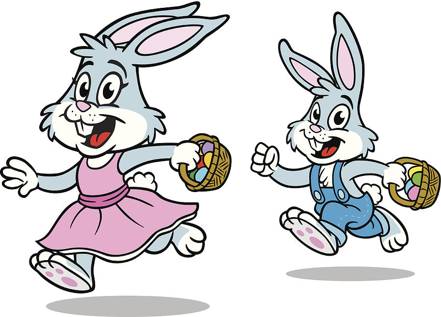 Easter Bunnies Running Drawing by Artpuppy