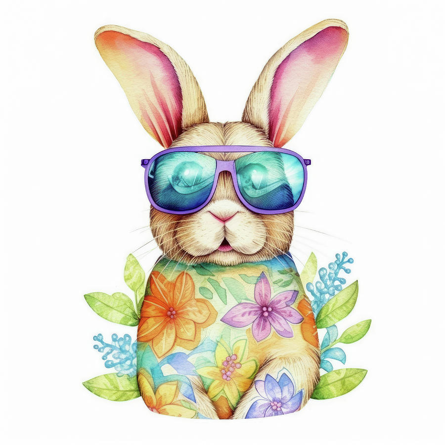 Easter Bunny 06 Cool Glasses Digital Art by Matthias Hauser