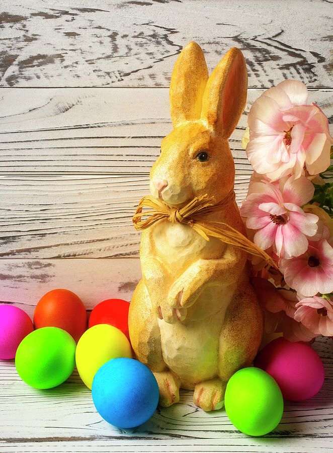 Easter Bunny And Colored Eggs Photograph by Garry Gay