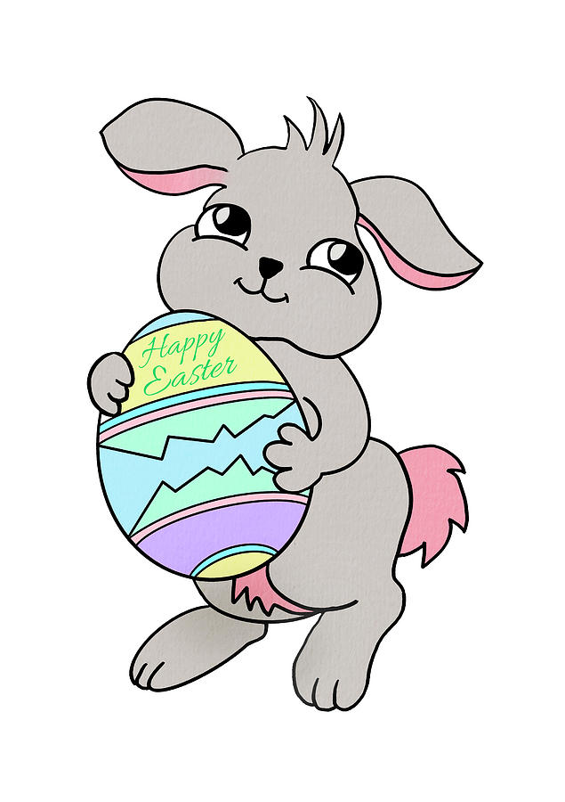 Easter Bunny and Giant Egg Drawing by Patti Deters