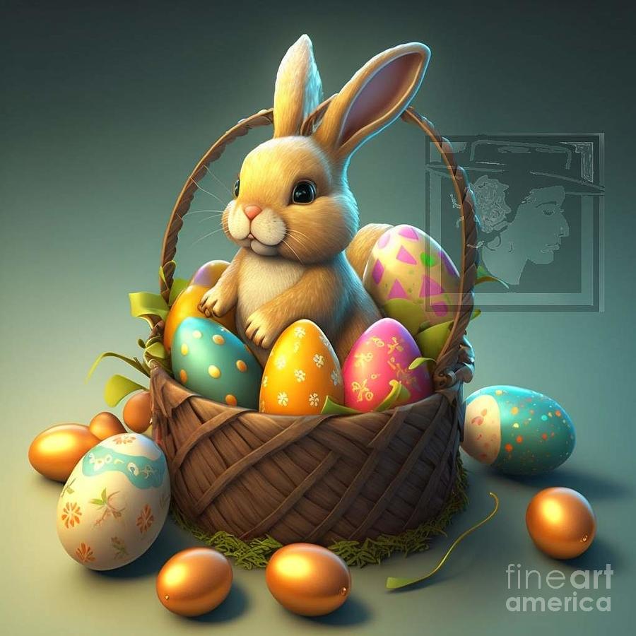Easter Bunny Basket 4 Digital Art by P Dwain Morris