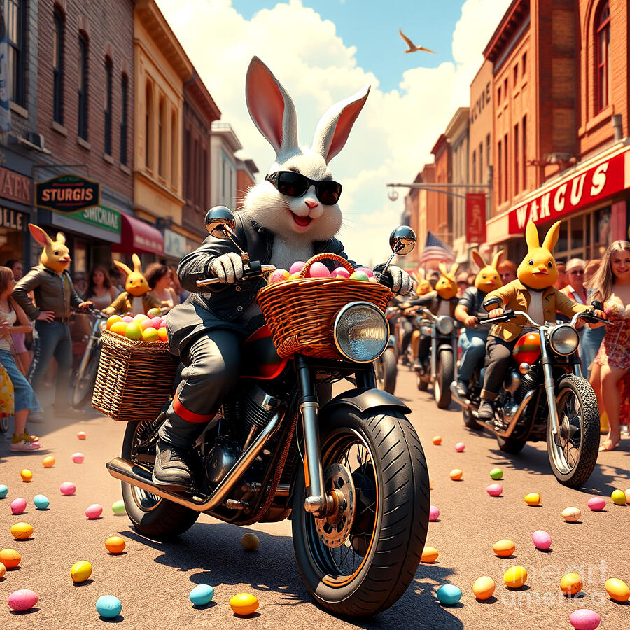 Easter Bunny Biker #1 Digital Art by Steve Mitchell Easter Bunny Biker #1 Digital Art by Steve Mitchell