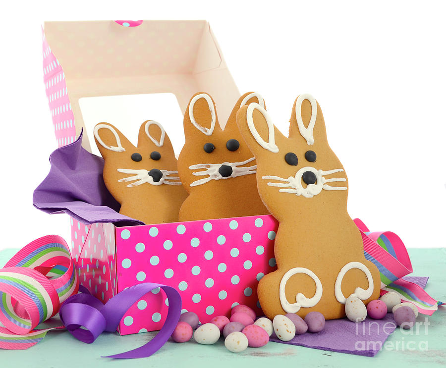 Easter bunny gingerbread cookies Photograph by Milleflore Images
