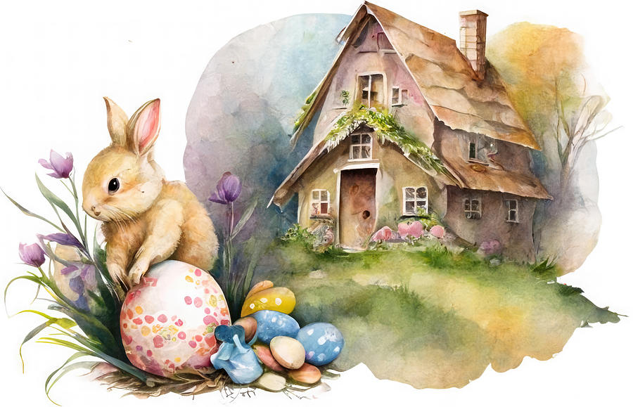 Easter Bunny Hiding Eggs 2 Digital Art by John Twynam Fine Art America