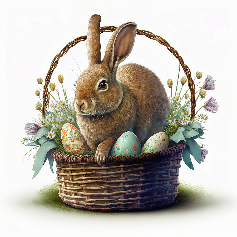 Easter Bunny in Baskert Digital Art by Jim Vallee