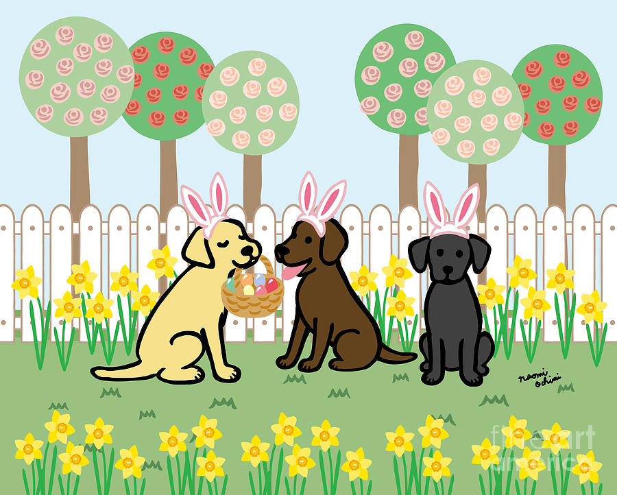 Easter Bunny Labrador Puppies Digital Art by Naomi Ochiai