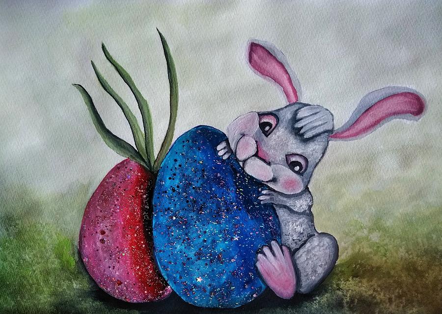 Easter Painting - Easter bunny by Tara Krishna