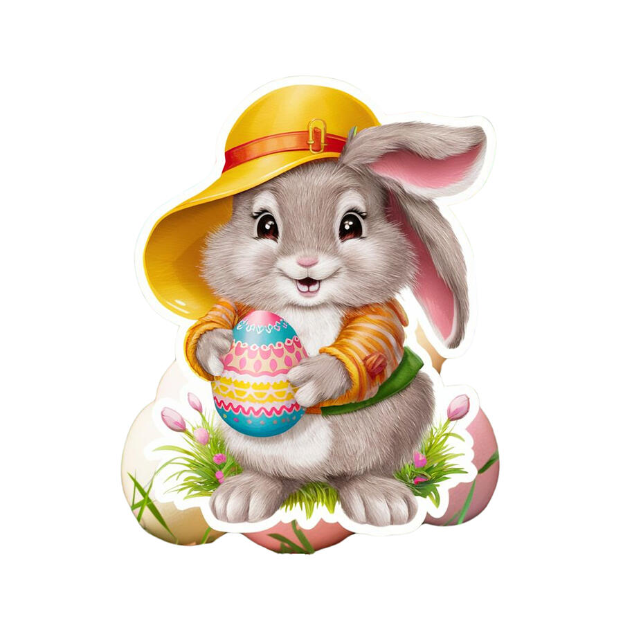 Easter Bunny with Painted Egg Digital Art by Lisa Pearlman
