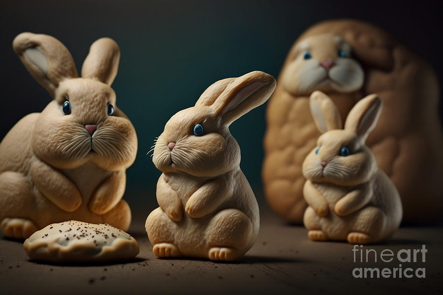 Easter Digital Art - Easter Bunnys Bakery, Photorealistic Delightful Cookie Creations by Jeff Creation