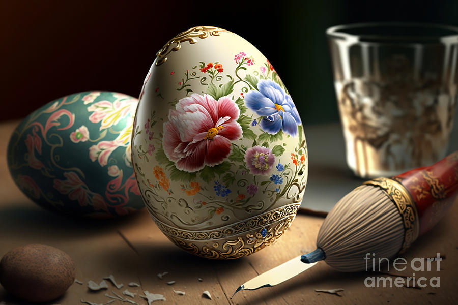 Easter Digital Art - Easter Celebration, Exquisite Photorealistic Decorated Eggs Showcase by Jeff Creation