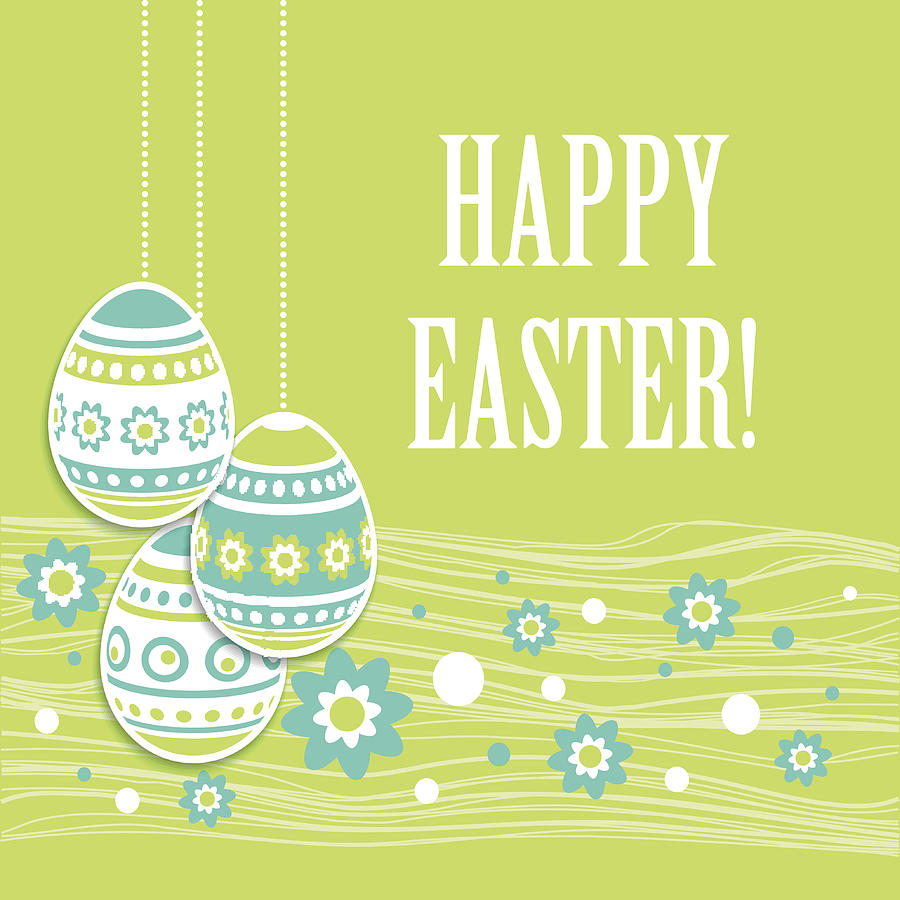 Easter eggs greeting card. Vector illustration Drawing by -Vitan-