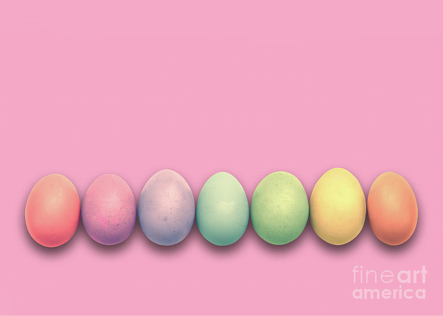 Egg Photograph - Easter eggs, pink by Delphimages Photo Creations