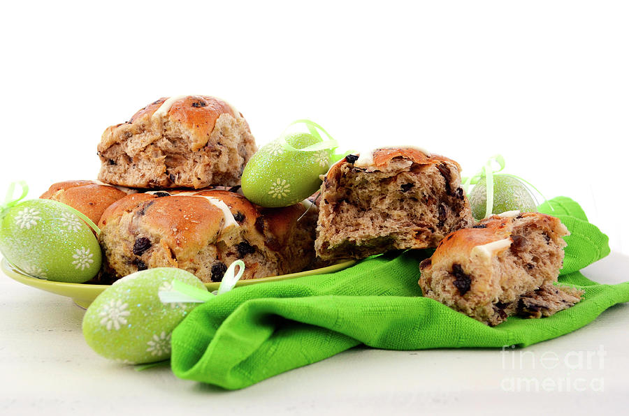 Easter Fruit Hot Cross Buns Photograph by Milleflore Images
