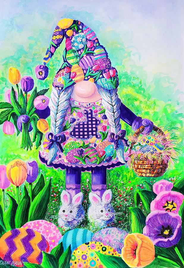 Easter Gnome Painting by Diane Phalen