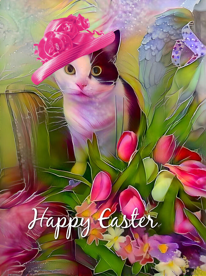 Easter Digital Art - Easter is Tulip Time by Carol Lowbeer