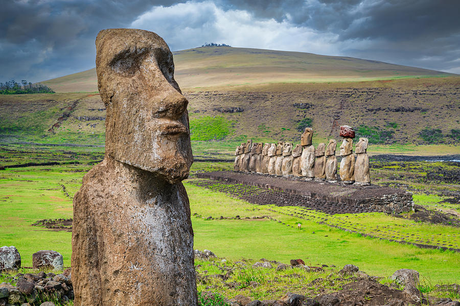 Easter Island Ahu Tongariki Travelling Moai Rapa Nui Photograph by Mlenny