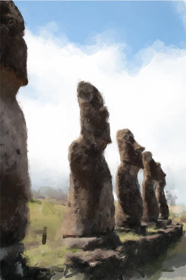 Easter Island Painting by Gary Arnold