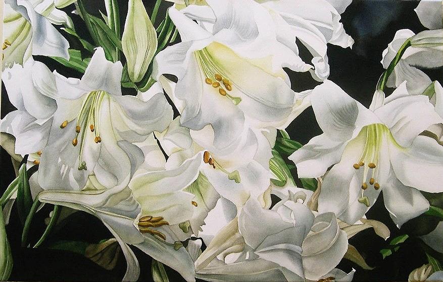 Easter Lilies Painting by Alfred Ng
