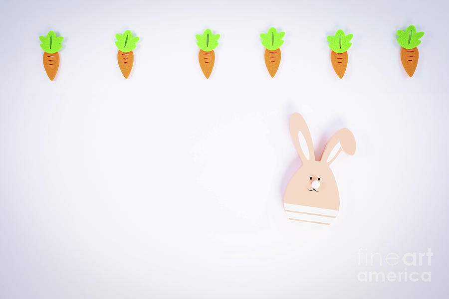 Easter pattern with carrots and a cute Easter bunny Photograph by Mendelex Photography
