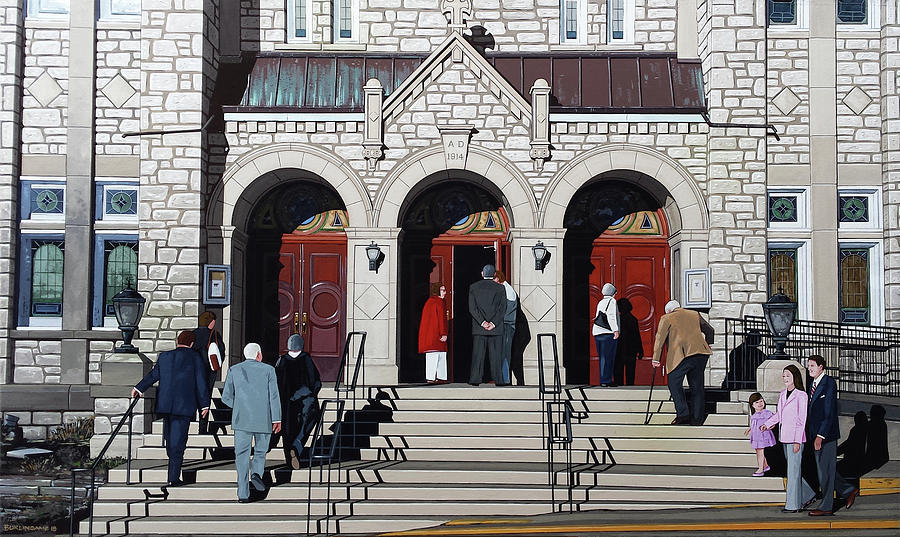 Catholic Church Painting - Easter Sunday Mass by Rodney Burlingame