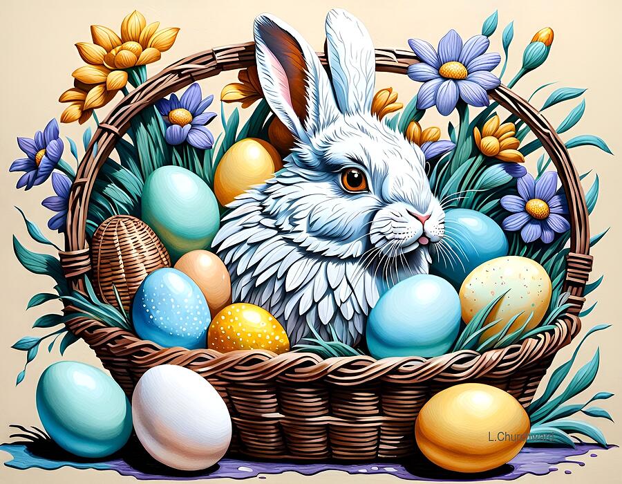 Spring Digital Art - Easter Time by Lois Churchward