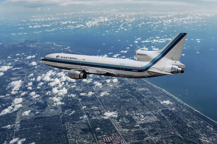 Eastern Airlines L-1011 Whisperliner over Florida Mixed Media by Erik Simonsen