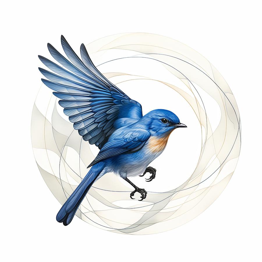 Eastern Bluebird Art Painting by Lourry Legarde
