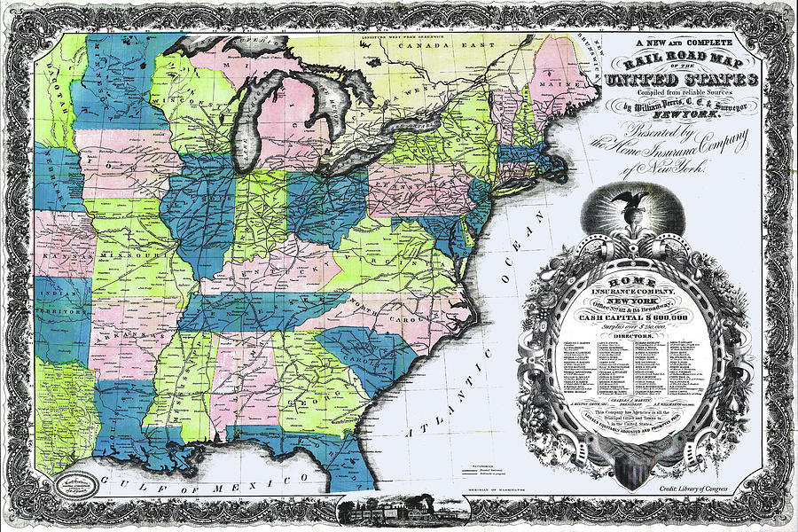 Eastern Half of the United States 1858 Digital Art by Chuck Mountain