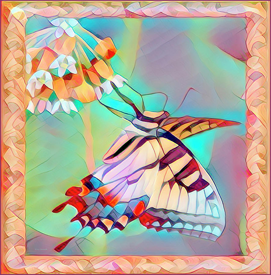 Eastern Swallowtail Butterfly, Milkweed Flowers Digital Art by A Macarthur Gurmankin