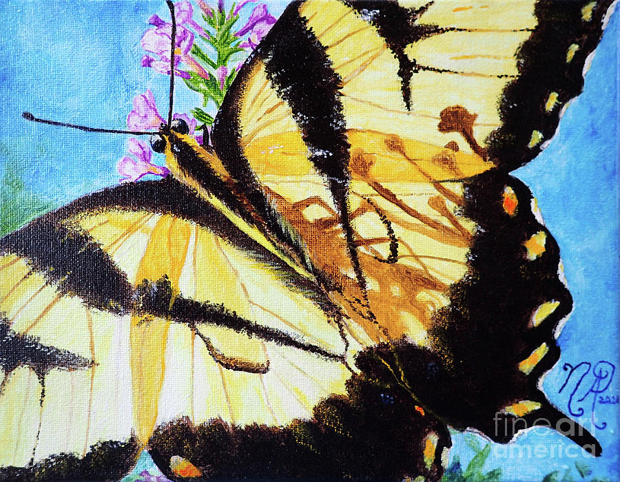 Eastern Swallowtail on Buddleia Painting by Nicole Angell