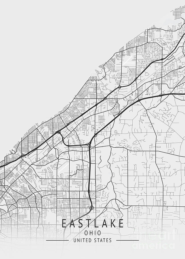 Eastlake - Ohio US Gray City Map Digital Art by Tien Stencil - Fine Art ...