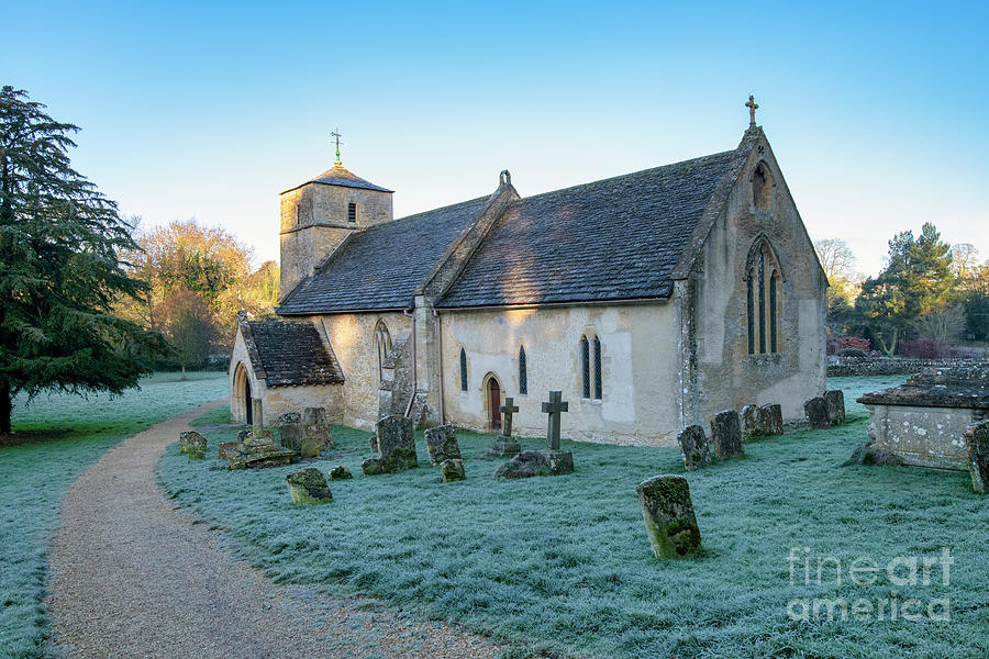 Eastleach Martin Church in the Winter Frost Photograph by Tim Gainey