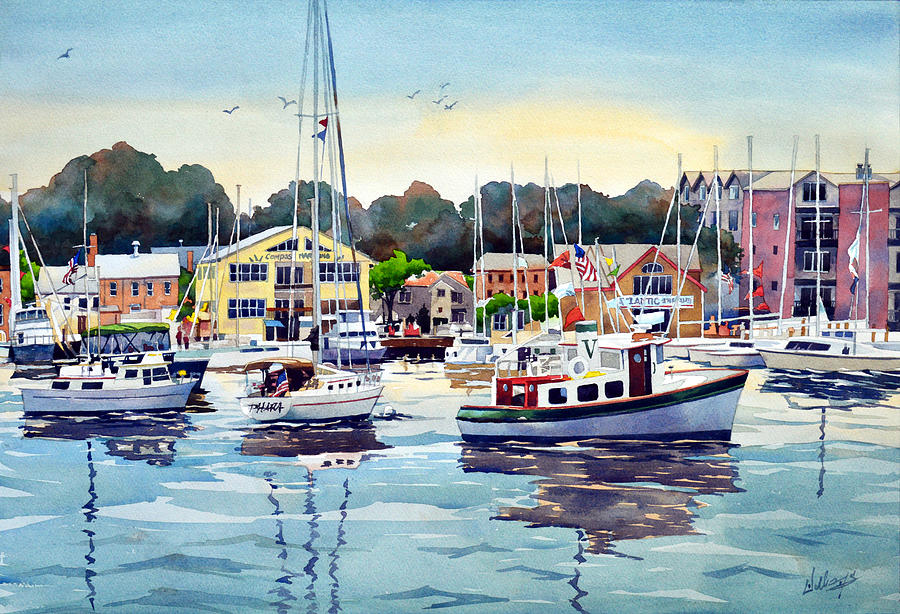 Boat Painting - Eastport Skyscrapers by Mick Williams