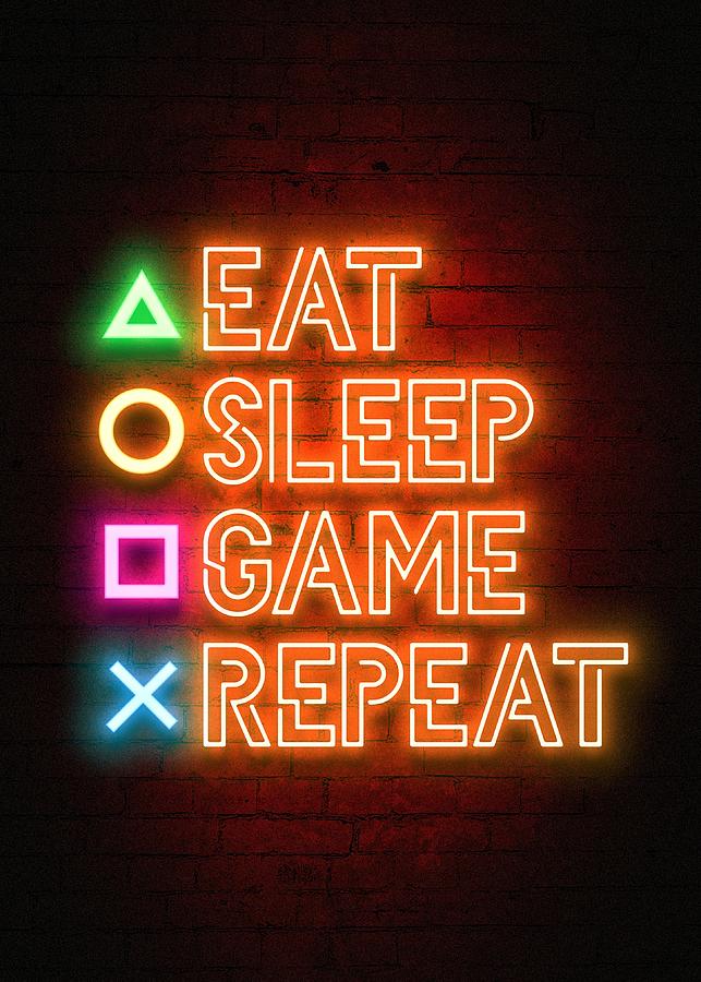 Eat Sleep Game Repeat Ceramic Art by Mahmood Maher | Pixels