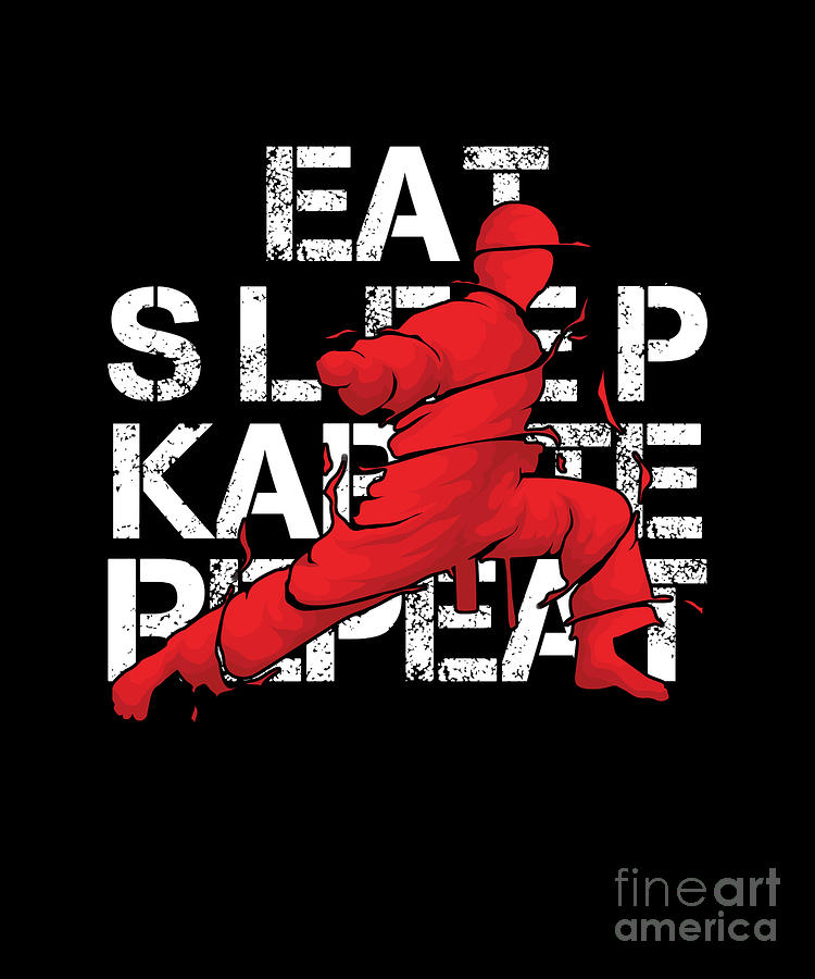 Martial Arts Digital Art - Eat Sleep Karate Repeat Fighter Martial Arts Kendo Taekwando Combat Sports Gift by Thomas Larch