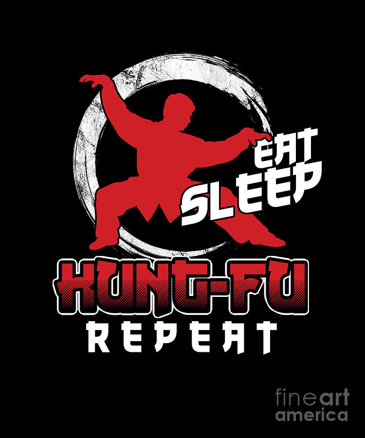 Martial Arts Digital Art - Eat Sleep Kung Fu Repeat Fighter Martial Arts Karate Combat Sports Wushu Gift by Thomas Larch