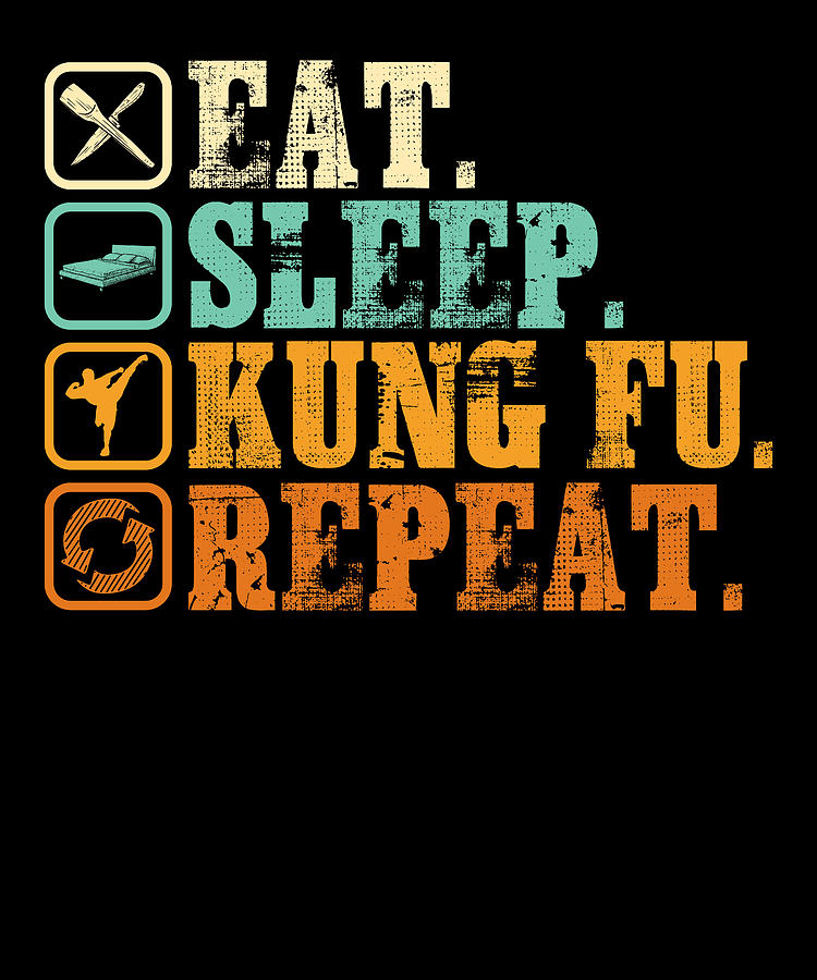 Eat Sleep Kung Fu Repeat Vintage Martial Arts Digital Art by Florian ...