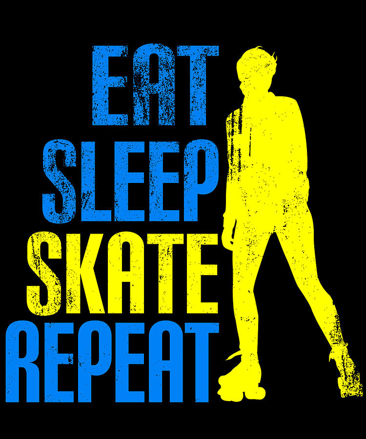 Eat Sleep Skate Repeat Funny Gift for Rollers Digital Art by Art Frikiland