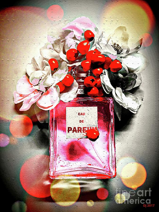 Bottle Mixed Media - Eau de Parfum Pink Flower by Daniel Janda