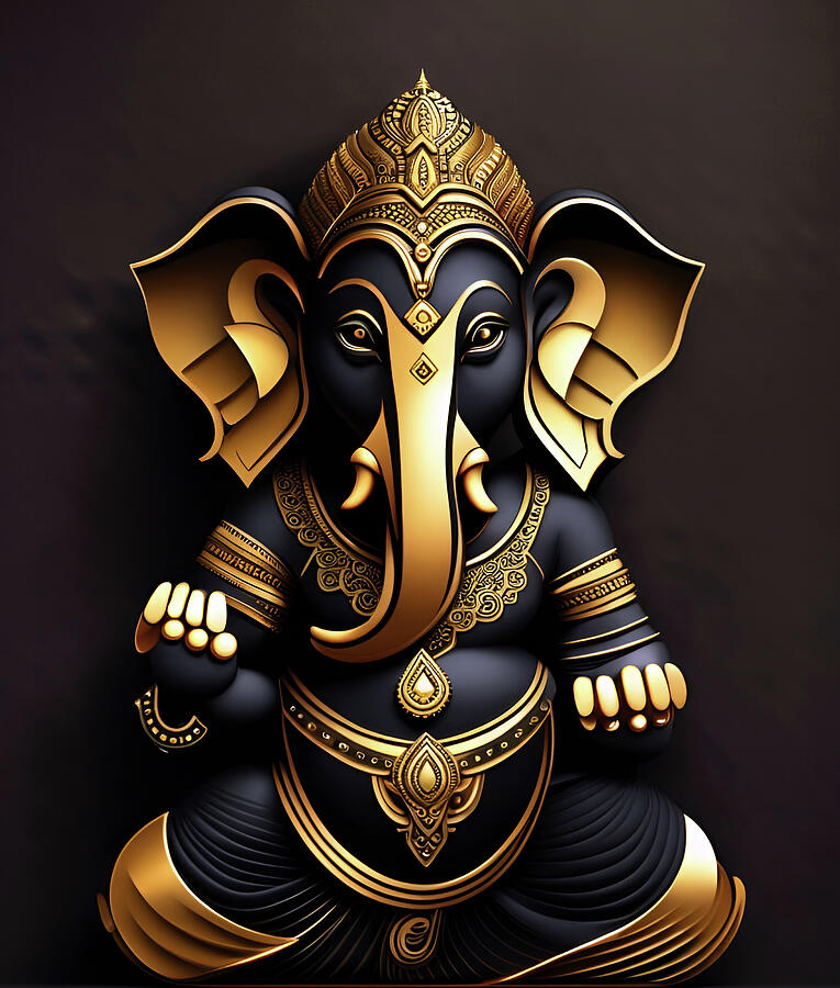 Ebony and Gold Art Deco Style Ganesha Digital Art by Freddy B Ebony and Gold Art Deco Style Ganesha Digital Art by Freddy B