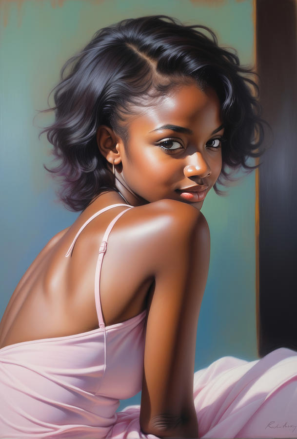 Portrait Painting - Ebony Teen Protrait  No.1 by My Head Cinema