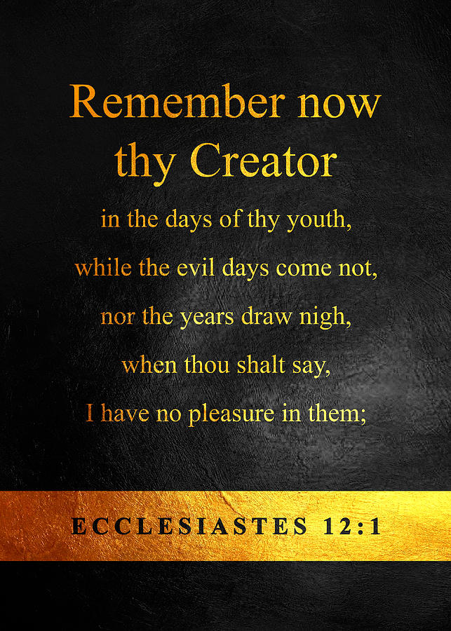 Ecclesiastes 12 1 Bible Verse Wall Art Digital Art by Bible Verse