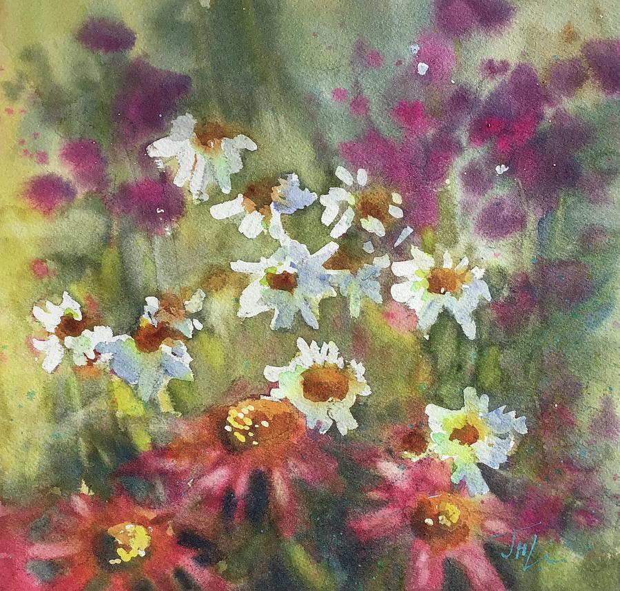 Echinacea and Yarrow Painting by Judith Levins